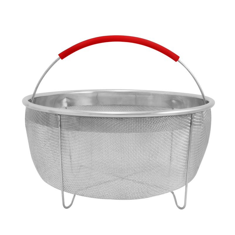 إكسلستيل ExcelSteel 3.75 Qt شطف استنزاف غربال أدوات المطبخ مثالية لطناجر الضغط مصفاة سلة إدراج 8.25 بوصة أحمر - Image 1